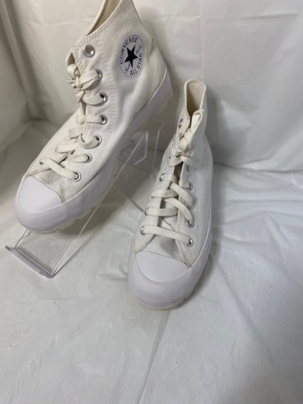 Converse Chuck Taylor All Star Lugged High Top White Platform Sneakers, Size 8
